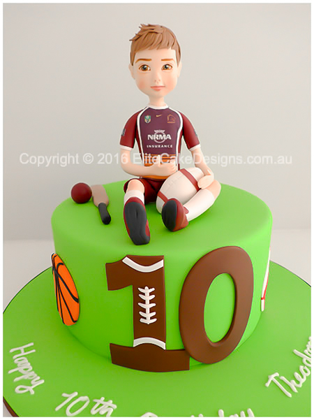 Broncos football player figurine birthday cake